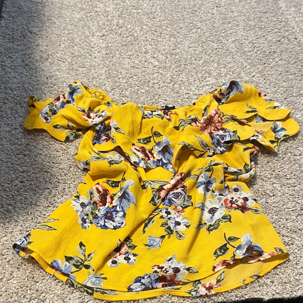 Floral Yellow Off-Shoulder Top